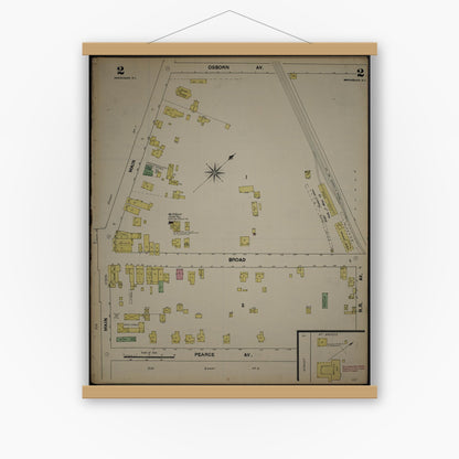 Old map wall art mockup — magnetic wood frame on white wall — Sanborn Fire Insurance Map from New Jersey Coast, New Jersey Coast, New Jersey (1890), Sheet #0002