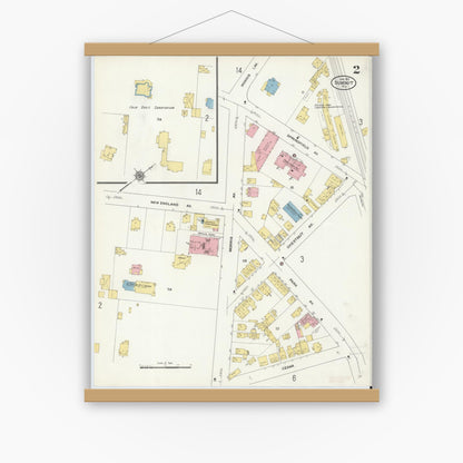 Old map wall art mockup — magnetic wood frame on white wall — Sanborn Fire Insurance Map from Summit, Union County, New Jersey (1911) - Complete Map Set