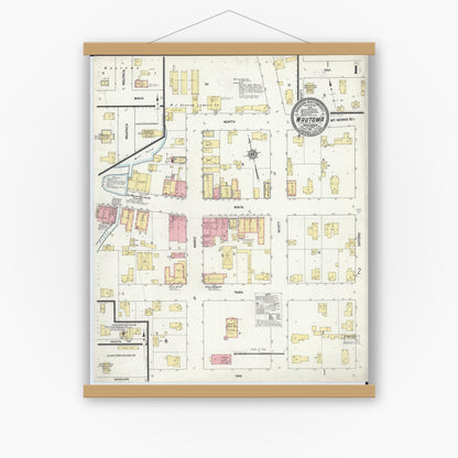 Old map wall art mockup — magnetic wood frame on white wall — Sanborn Fire Insurance Map from Wautoma, Waushara County, Wisconsin (1911) - Complete Map Set