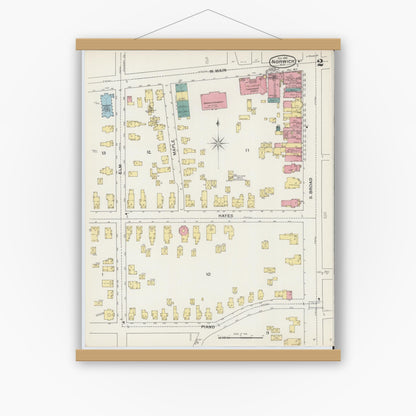 Old map wall art mockup — magnetic wood frame on white wall — Sanborn Fire Insurance Map from Norwich, Chenango County, New York (1892) - Complete Map Set