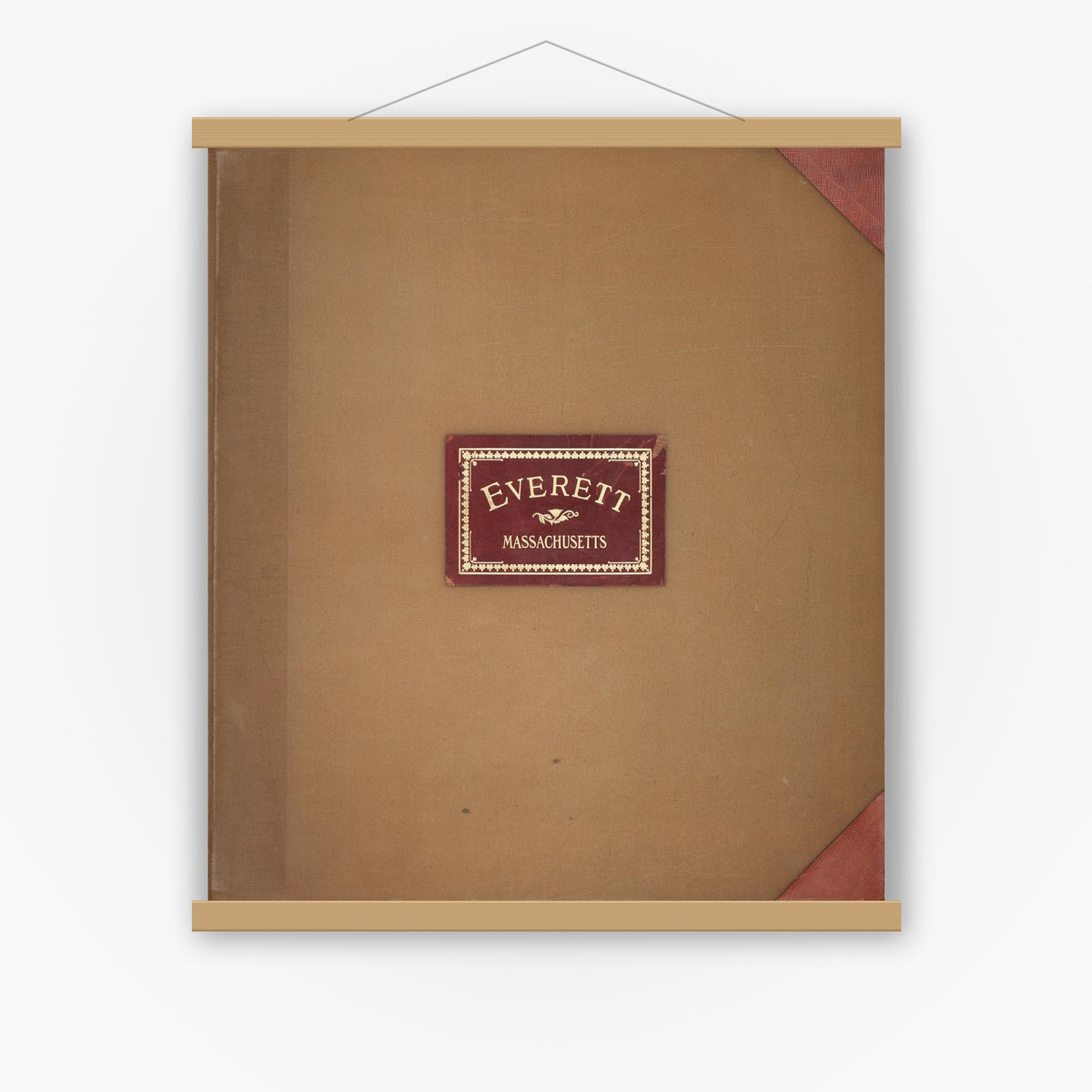 Old map wall art mockup — magnetic wood frame on white wall — Sanborn Fire Insurance Map from Everett, Middlesex County, Massachusetts (1950), Sheet #0001