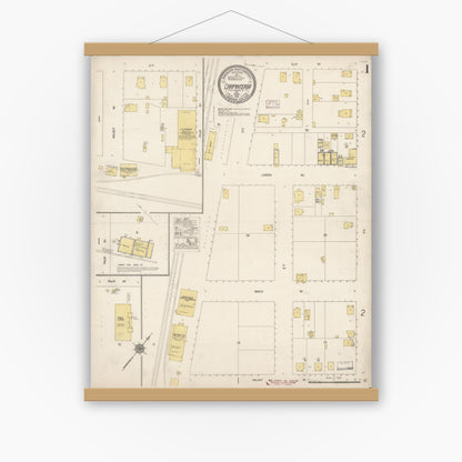 Old map wall art mockup — magnetic wood frame on white wall — Sanborn Fire Insurance Map from Carpinteria, Santa Barbara County, California (1916) - Complete Map Set