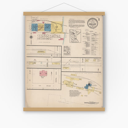 Old map wall art mockup — magnetic wood frame on white wall — Sanborn Fire Insurance Map from Cass Lake, Cass County, Minnesota (1922) - Complete Map Set