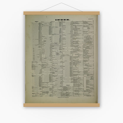 Old map wall art mockup — magnetic wood frame on white wall — Sanborn Fire Insurance Map from Wheeling, Ohio County, West Virginia (1902), Sheet #0001