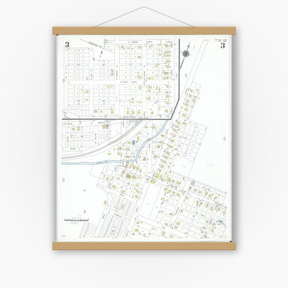 Old map wall art mockup — magnetic wood frame on white wall — Sanborn Fire Insurance Map from Butler, Richland County, Ohio (1950), Sheet #0003