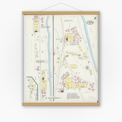 Old map wall art mockup — magnetic wood frame on white wall — Sanborn Fire Insurance Map from Toronto, Jefferson County, Ohio (1897), Sheet #0006