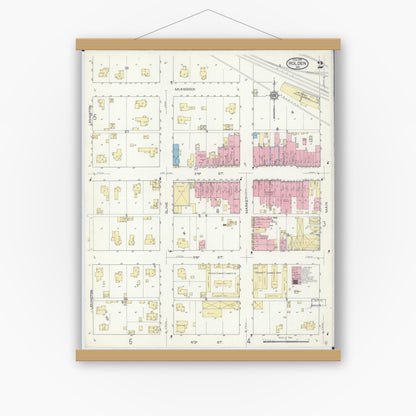 Old map wall art mockup — magnetic wood frame on white wall — Sanborn Fire Insurance Map from Holden, Johnson County, Missouri (1914), Sheet #0002