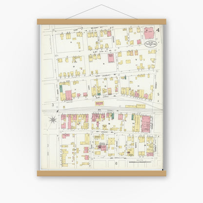 Old map wall art mockup — magnetic wood frame on white wall — Sanborn Fire Insurance Map from Tarentum, Allegheny County, Pennsylvania (1902), Sheet #0004