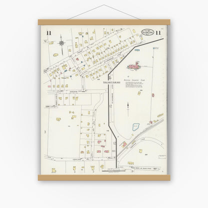 Old map wall art mockup — magnetic wood frame on white wall — Sanborn Fire Insurance Map from Glen Cove, Nassau County, New York (1925), Sheet #0011