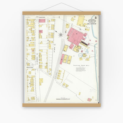 Old map wall art mockup — magnetic wood frame on white wall — Sanborn Fire Insurance Map from Tarentum, Allegheny County, Pennsylvania (1909), Sheet #0003