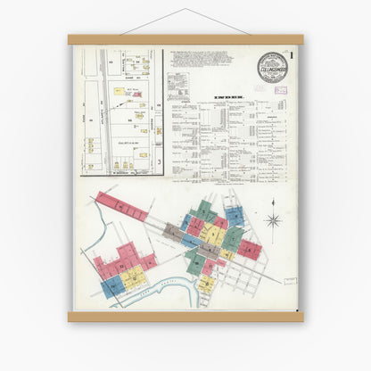 Old map wall art mockup — magnetic wood frame on white wall — Sanborn Fire Insurance Map from Collingswood, Camden County, New Jersey (1909) - Complete Map Set