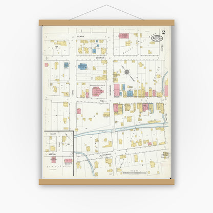 Old map wall art mockup — magnetic wood frame on white wall — Sanborn Fire Insurance Map from Potosi, Washington County, Missouri (1917), Sheet #0002