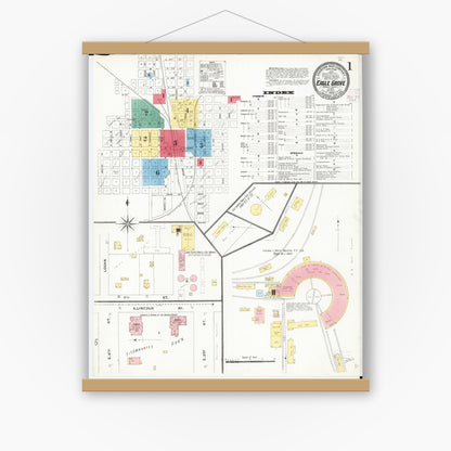 Old map wall art mockup — magnetic wood frame on white wall — Sanborn Fire Insurance Map from Eagle Grove, Wright County, Iowa (1906) â€” Complete Set