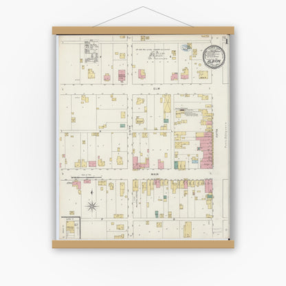 Old map wall art mockup — magnetic wood frame on white wall — Sanborn Fire Insurance Map from Albion, Edwards County, Illinois (1894) - Complete Map Set