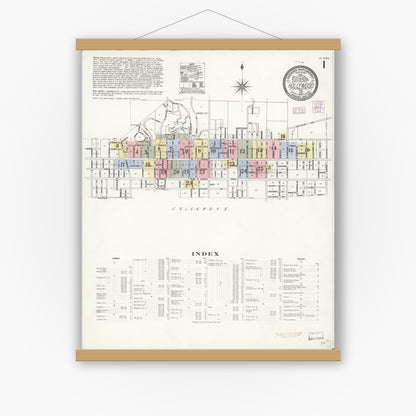 Old map wall art mockup — magnetic wood frame on white wall — Sanborn Fire Insurance Map from Hollywood, Los Angeles County, California (1907) - Complete Map Set