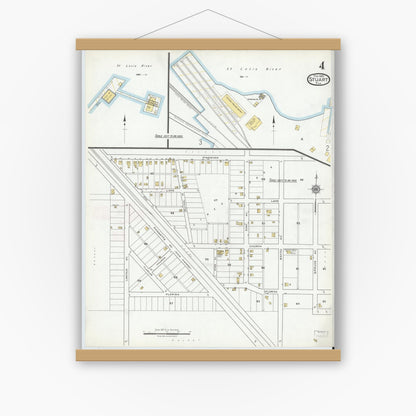Old map wall art mockup — magnetic wood frame on white wall — Sanborn Fire Insurance Map from Stuart, Martin County, Florida (1920), Sheet #0004