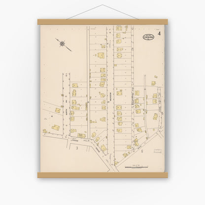 Old map wall art mockup — magnetic wood frame on white wall — Sanborn Fire Insurance Map from Coeburn, Wise County, Virginia (1922), Sheet #0004