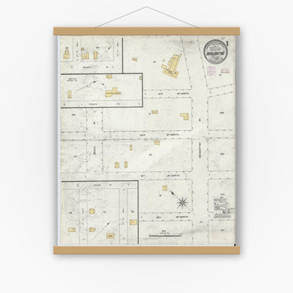 Old map wall art mockup — magnetic wood frame on white wall — Sanborn Fire Insurance Map from Brigantine, Atlantic County, New Jersey (1906), Sheet #0001