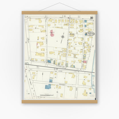 Old map wall art mockup — magnetic wood frame on white wall — Sanborn Fire Insurance Map from Saint Augustine, Saint John's County, Florida (1917), Sheet #0010