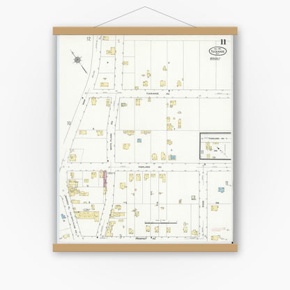 Old map wall art mockup — magnetic wood frame on white wall — Sanborn Fire Insurance Map from Tuckahoe, Westchester County, New York (1911), Sheet #0011