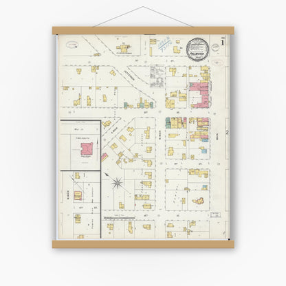 Old map wall art mockup — magnetic wood frame on white wall — Sanborn Fire Insurance Map from Palmyra, Jefferson County, Wisconsin (1898) - Complete Map Set