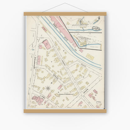 Old map wall art mockup — magnetic wood frame on white wall — Sanborn Fire Insurance Map from Chicopee, Hampden County, Massachusetts (1885) - Complete Map Set
