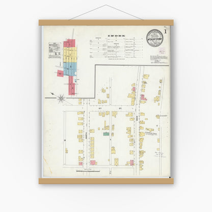 Old map wall art mockup — magnetic wood frame on white wall — Sanborn Fire Insurance Map from McSherrystown, Adams County, Pennsylvania (1904) - Complete Map Set