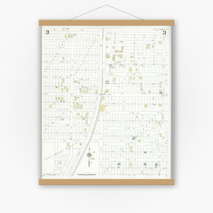 Old map wall art mockup — magnetic wood frame on white wall — Sanborn Fire Insurance Map from Safety Harbor, Pinellas County, Florida (1933), Sheet #0003