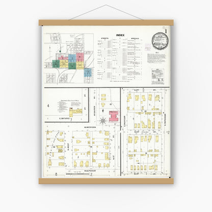Old map wall art mockup — magnetic wood frame on white wall — Sanborn Fire Insurance Map from Missouri Valley, Harrison County, Iowa (1901) - Complete Map Set