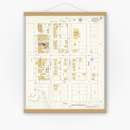 Old map wall art mockup — magnetic wood frame on white wall — Sanborn Fire Insurance Map from Crockett, Contra Costa County, California (1906), Sheet #0003