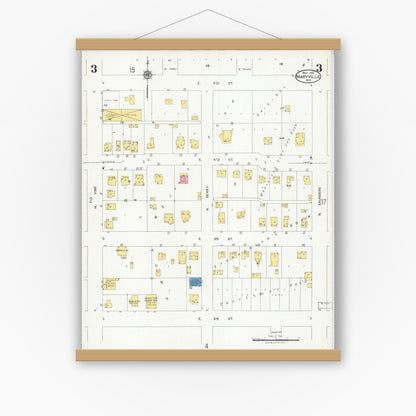 Old map wall art mockup — magnetic wood frame on white wall — Sanborn Fire Insurance Map from Maryville, Nodaway County, Missouri (1925), Sheet #0003