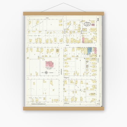 Old map wall art mockup — magnetic wood frame on white wall — Sanborn Fire Insurance Map from Lynn, Randolph County, Indiana (1912), Sheet #0002