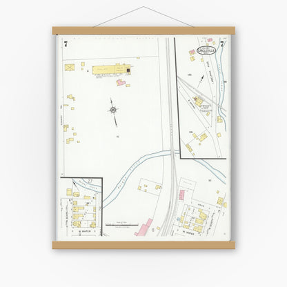 Old map wall art mockup — magnetic wood frame on white wall — Sanborn Fire Insurance Map from Circleville, Pickaway County, Ohio (1927), Sheet #0007