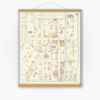 Old map wall art mockup — magnetic wood frame on white wall — Sanborn Fire Insurance Map from Emlenton, Venango County, Pennsylvania (1910), Sheet #0002