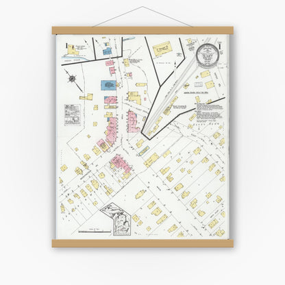 Old map wall art mockup — magnetic wood frame on white wall — Sanborn Fire Insurance Map from Olivet, Eaton County, Michigan (1927) - Complete Map Set