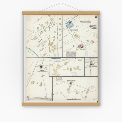 Old map wall art mockup — magnetic wood frame on white wall — Sanborn Fire Insurance Map from Republic, Marquette County, Michigan (1884), Sheet #0002