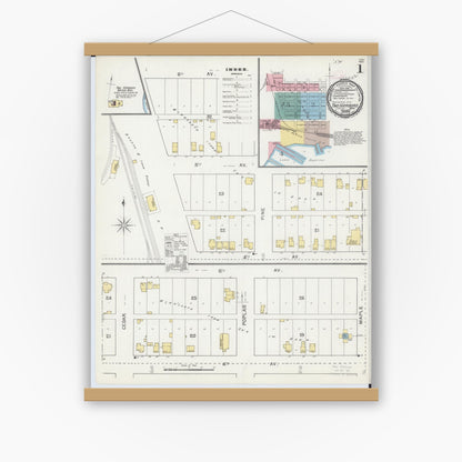 Old map wall art mockup — magnetic wood frame on white wall — Sanborn Fire Insurance Map from Two Harbors, Lake County, Minnesota (1892) - Complete Map Set