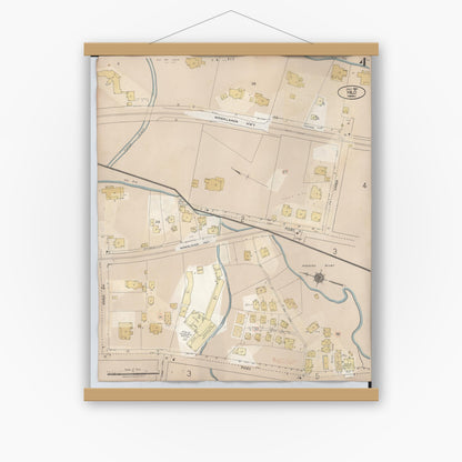 Old map wall art mockup — magnetic wood frame on white wall — Sanborn Fire Insurance Map from Hilo, Hawaii County, Hawaii (1957), Sheet #0004