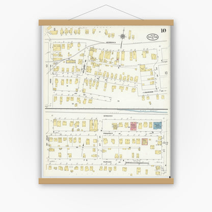 Old map wall art mockup — magnetic wood frame on white wall — Sanborn Fire Insurance Map from Galeton, Potter County, Pennsylvania (1911), Sheet #0010
