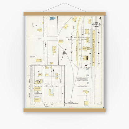 Old map wall art mockup — magnetic wood frame on white wall — Sanborn Fire Insurance Map from Fort Meade, Polk County, Florida (1911), Sheet #0004