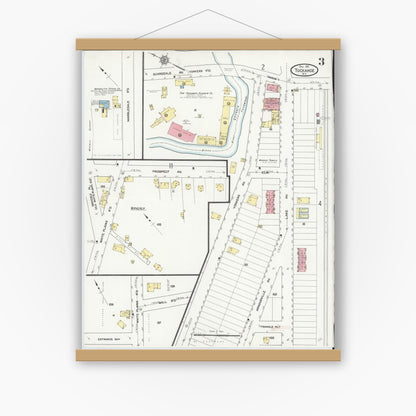 Old map wall art mockup — magnetic wood frame on white wall — Sanborn Fire Insurance Map from Tuckahoe, Westchester County, New York (1911), Sheet #0003