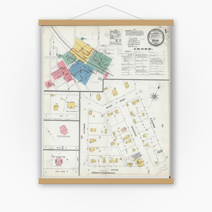 Old map wall art mockup — magnetic wood frame on white wall — Sanborn Fire Insurance Map from Anna, Union County, Illinois (1900) - Complete Map Set