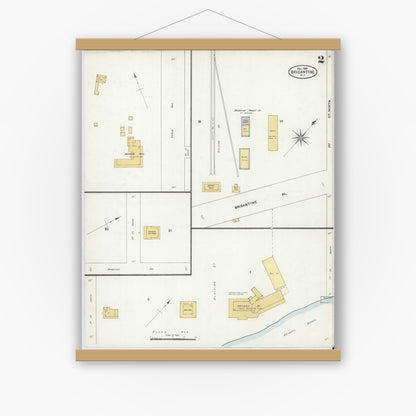 Old map wall art mockup — magnetic wood frame on white wall — Sanborn Fire Insurance Map from Brigantine, Atlantic County, New Jersey (1906), Sheet #0002