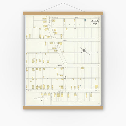 Old map wall art mockup — magnetic wood frame on white wall — Sanborn Fire Insurance Map from Luzerne, Luzerne County, Pennsylvania (1911), Sheet #0004