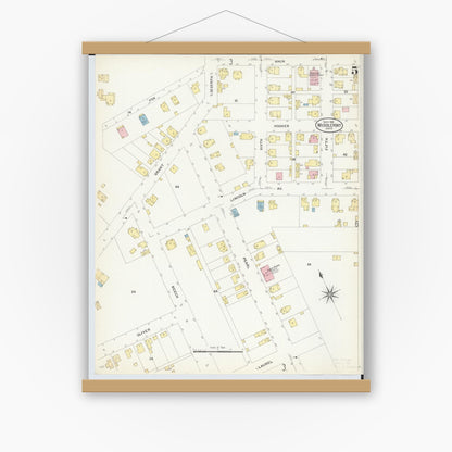 Old map wall art mockup — magnetic wood frame on white wall — Sanborn Fire Insurance Map from Middleport, Meigs County, Ohio (1908), Sheet #0005
