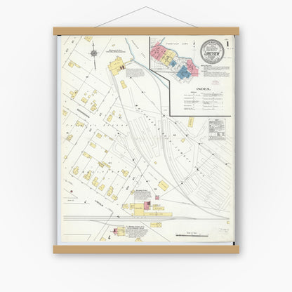Old map wall art mockup — magnetic wood frame on white wall — Sanborn Fire Insurance Map from Lakeview, Montcalm County, Michigan (1911) - Complete Map Set