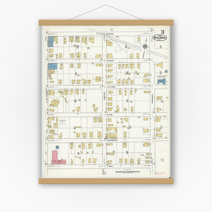 Old map wall art mockup — magnetic wood frame on white wall — Sanborn Fire Insurance Map from Paulsboro, Gloucester County, New Jersey (1920), Sheet #0003