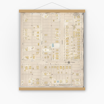 Old map wall art mockup — magnetic wood frame on white wall — Sanborn Fire Insurance Map from Calexico, Imperial County, California (1949), Sheet #0007
