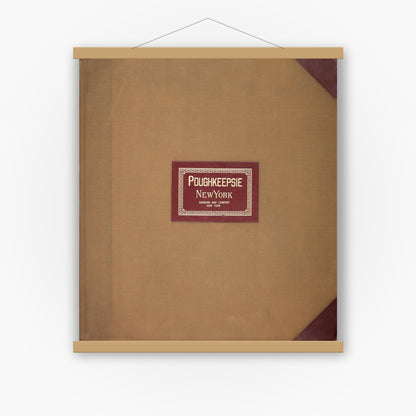 Old map wall art mockup — magnetic wood frame on white wall — Sanborn Fire Insurance Map from Poughkeepsie, Dutchess County, New York (1950), Sheet #0001