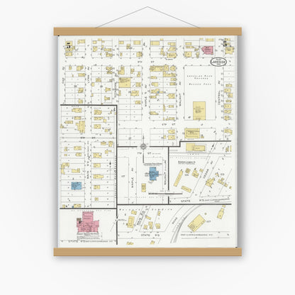 Old map wall art mockup — magnetic wood frame on white wall — Sanborn Fire Insurance Map from Lakeside, Ottawa County, Ohio (1927), Sheet #0005
